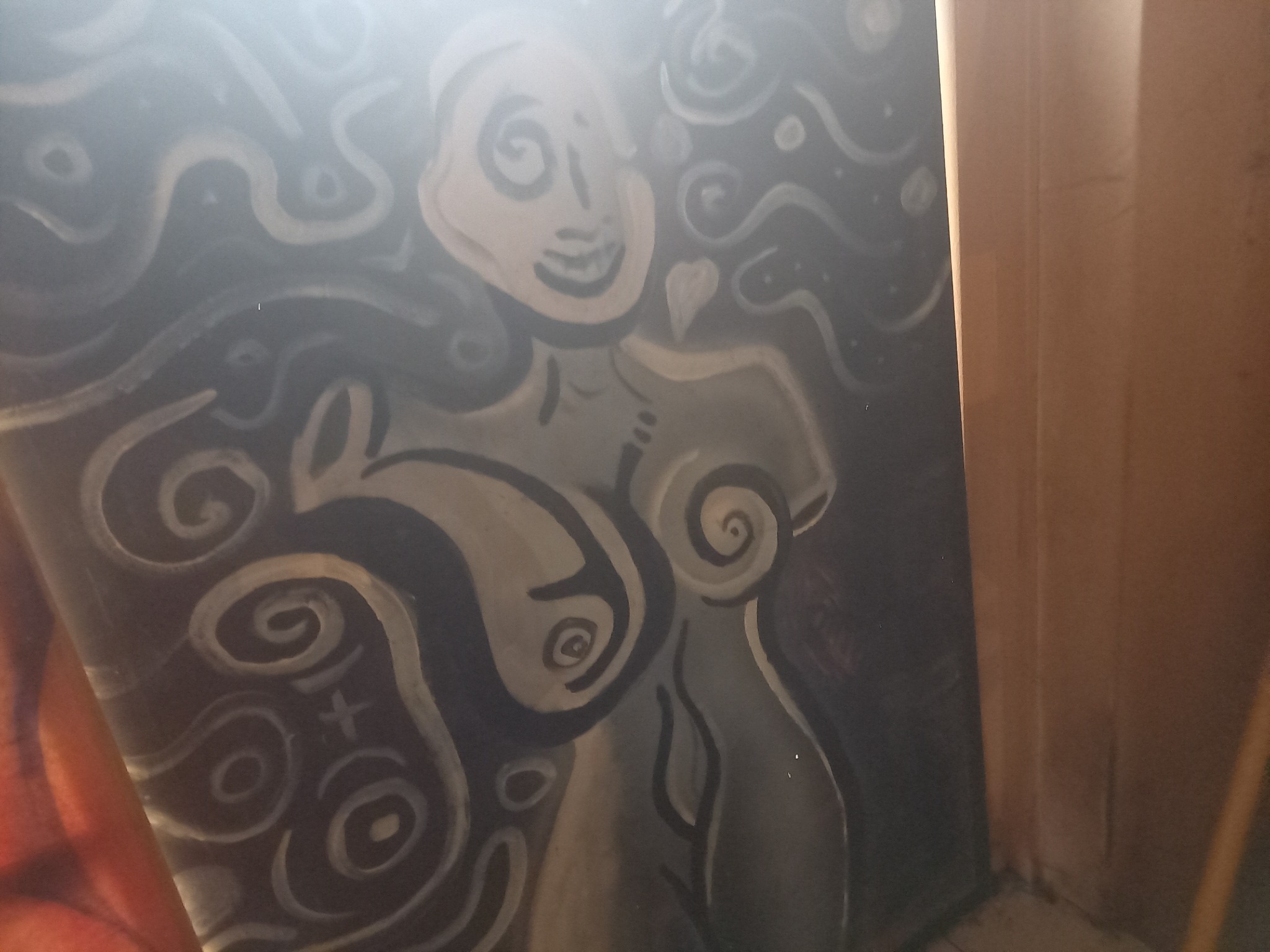 Swirl godin schilderij in zacht licht