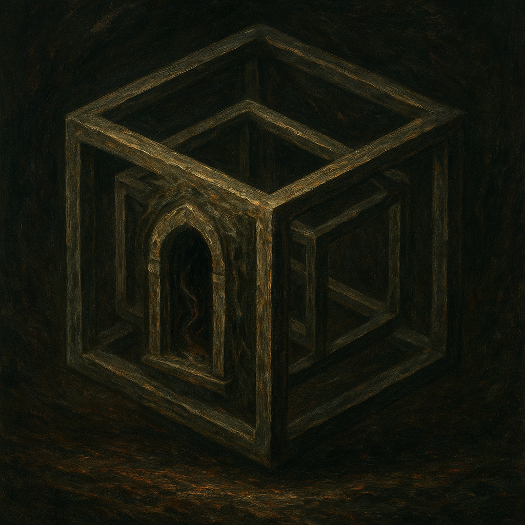 An Oil Painting On Canvas Features A Tesseract Sus